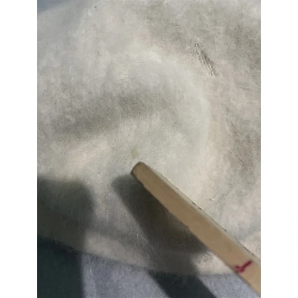 Cream Angora Rabbit Hair Nylon Wool Blend Beanie‎ Hat